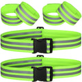 Hotop 6 Pieces Reflective Band Strap Safety Reflective Glow PT Belt High Visibility Waist Belt for Arm, Wrist, Ankle, Leg Running Cycling Walking Marathon(Green)