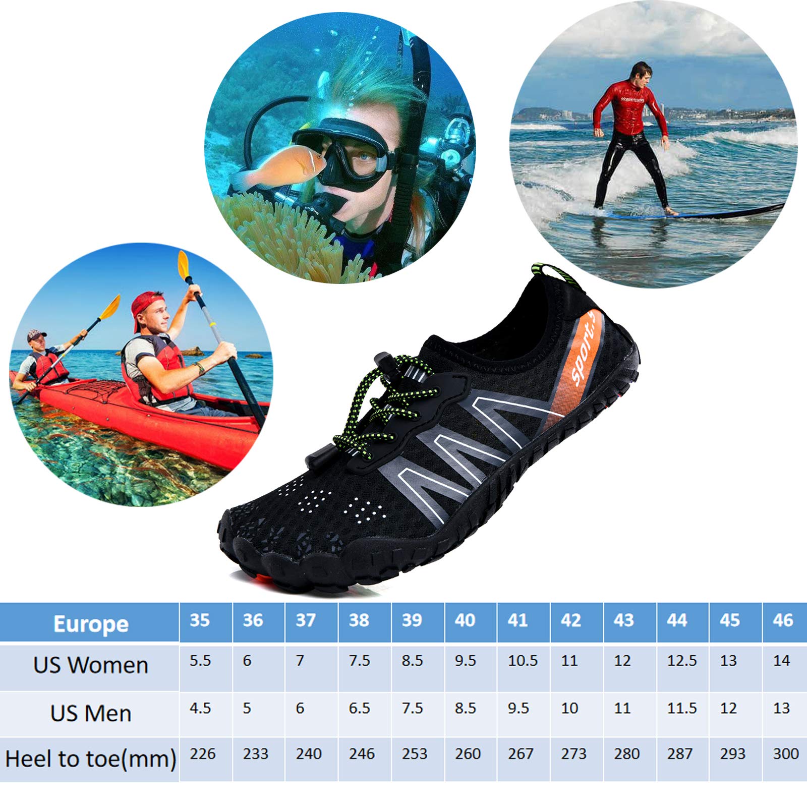 Water Shoes Men Women Barefoot Shoes Outdoor for Beach Aqua Swim Pool River Water Quick Dry Boating Fishing Diving Surfing with Yoga Aerobics