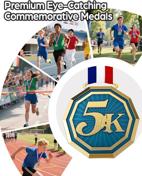 5K Running Medals - Heavy Duty 3'' Double-Sided Trophy Medal | 3D Engraved Award for Adult Competitions