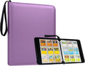 Trading Card Binder - 9 Pocket PU Zipper Album | Holds 900 Cards, Hard Cover Organizer for Pokémon, MTG & Sports Cards (Purple)