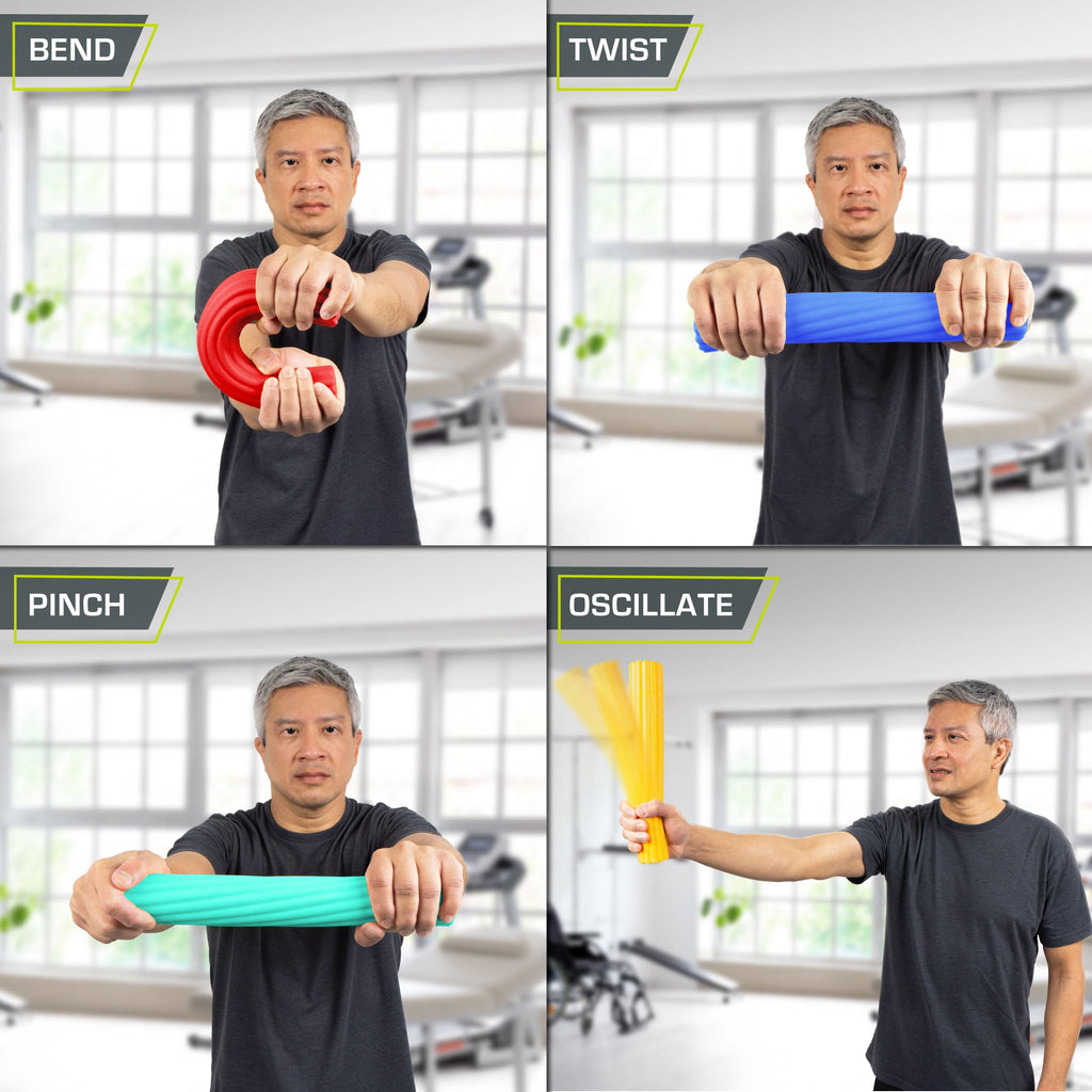 ProsourceFit Flex and Twist Bars Sets and Singles, Resistance Bars for Occupational Therapy, Tennis Elbow Treatment and Wrist Strengthening, 20lb, Red