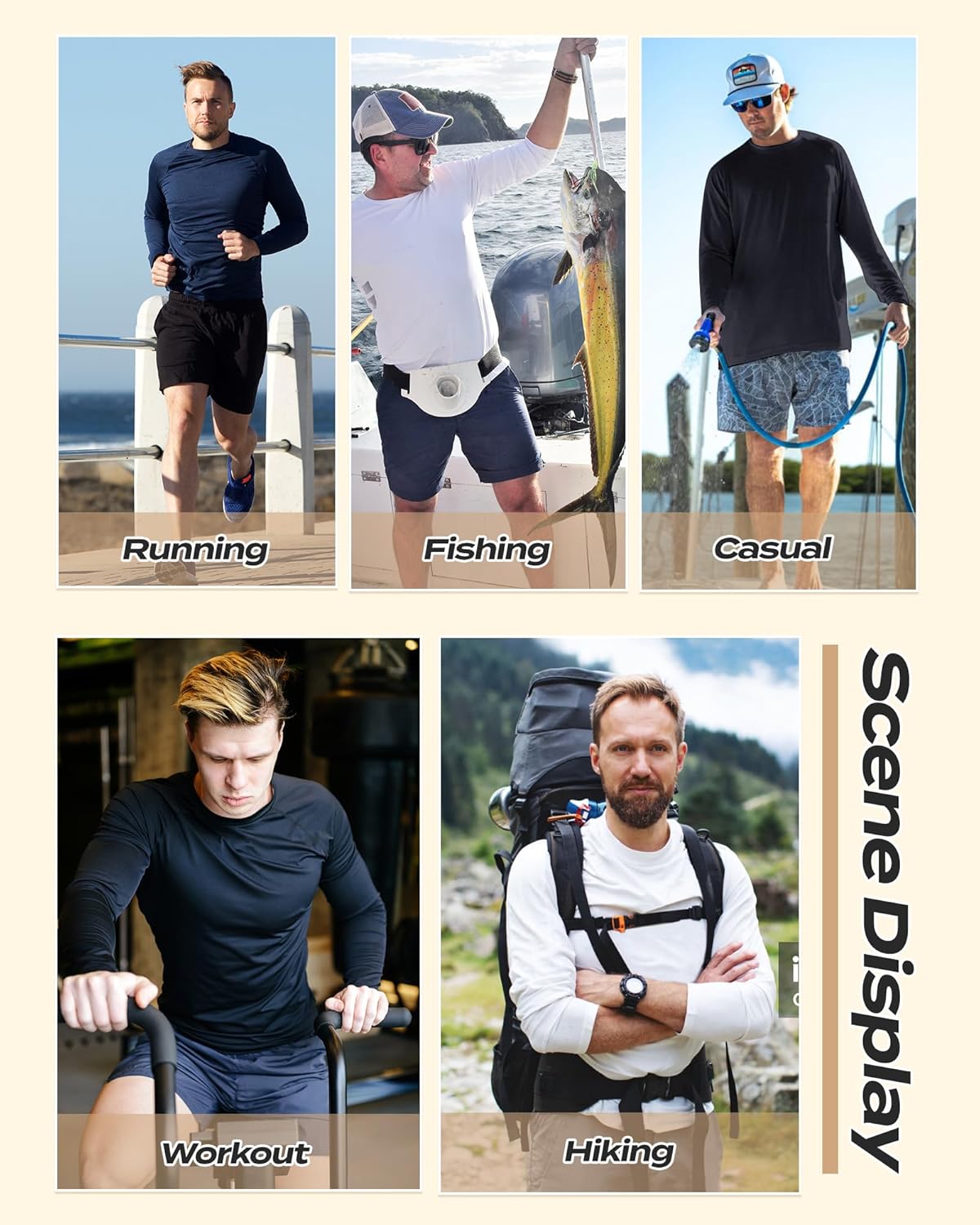 Skiennix Long Sleeve Shirts for Men - Quick Dry UV Protection T-Shirts for Fishing & Workouts