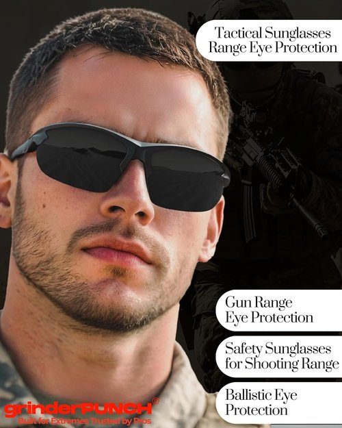 GrinderPUNCH Tactical Shooting Glasses - Military Grade Impact Resistance & 100% UV Protection | ANSI Z87 Certified