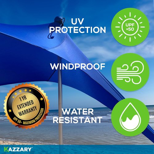 Beach Tent by UPF50+ | Lightweight Sun Shade Canopy with Sandbags & Stability Poles - 7ft Tall for Outdoor Adventures