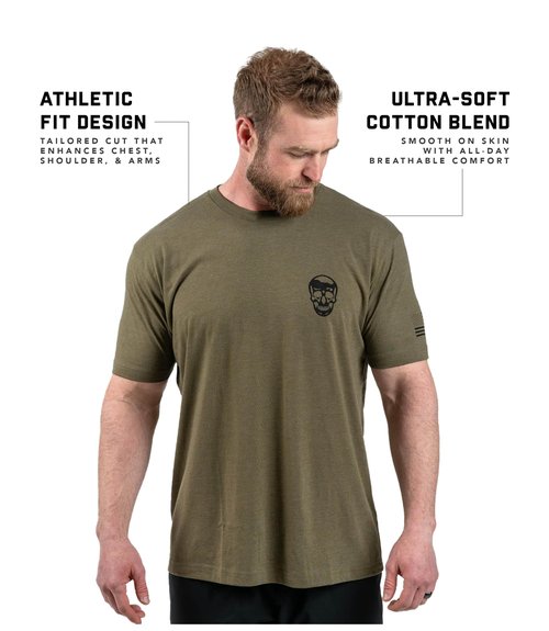 Gymreapers Valor Moisture Wicking T-Shirts for Men - Short Sleeve Workout Gym Shirts - Running Athletic Tees & Dry Fit Tshirt Military Green