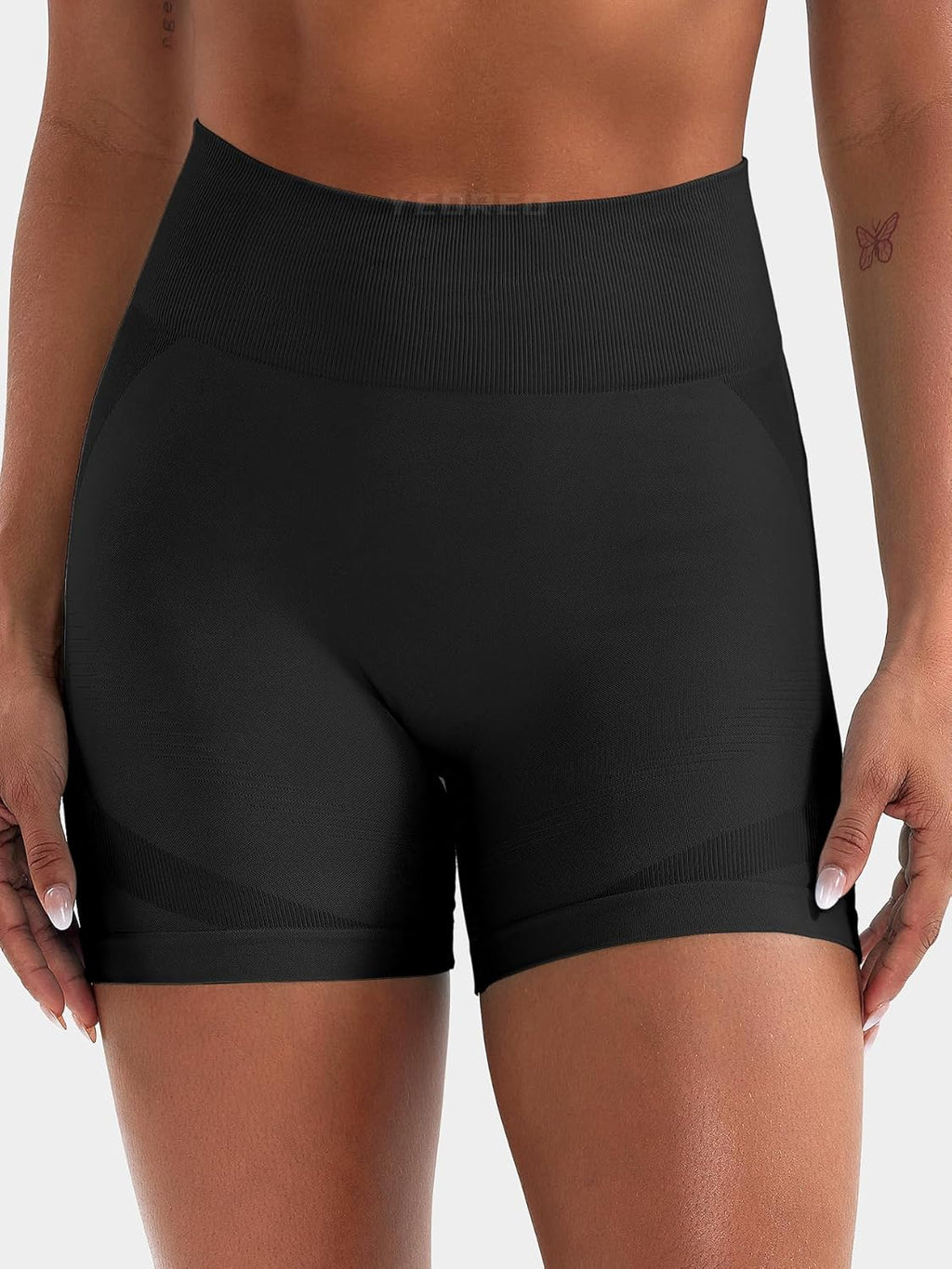 YEOREO Women's Biker Shorts - Seamless Yoga Gym Shorts with Hidden Scrunch, 4.5" Length