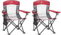 ALPHA CAMP Oversized Mesh Back Camping Chair - Heavy Duty 350 LBS Support | Portable Red Quad Chair with Cup Holder