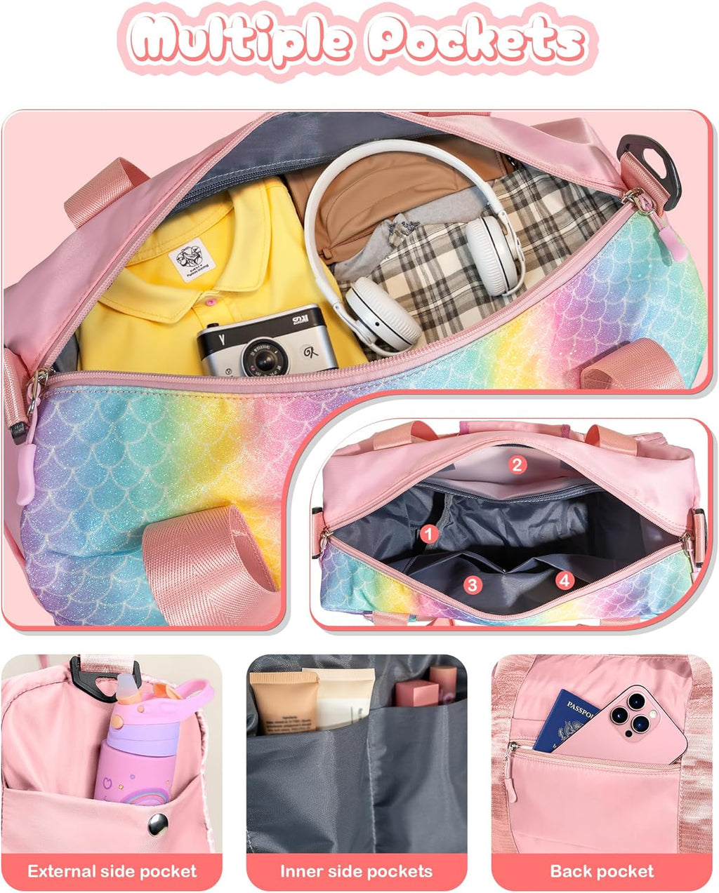 Skiennix Gym Bag for Girls - Personalized Weekender with Shoe Compartment & Makeup Pouch | Ideal Birthday & Graduation Gift (Letter Y)