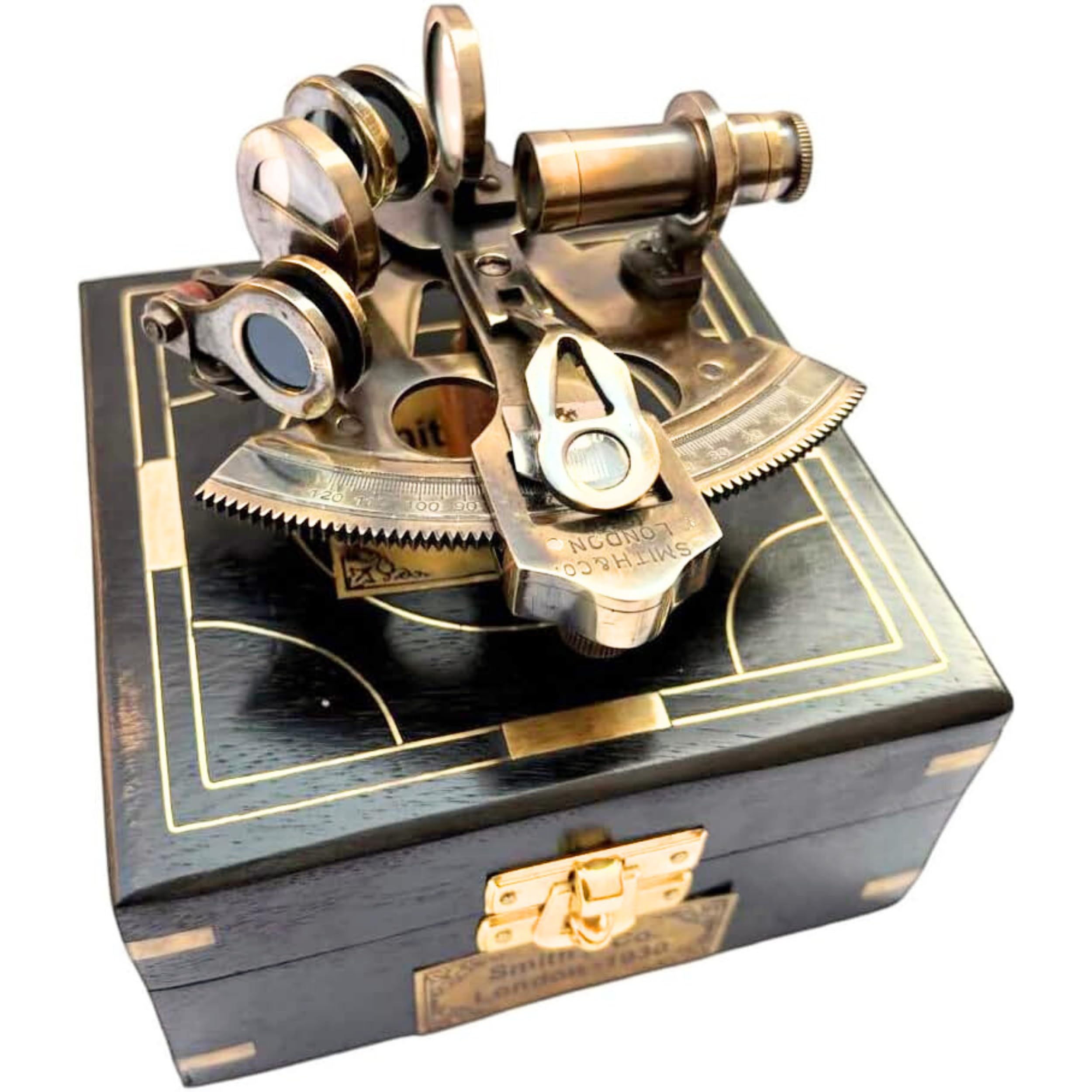 Vintage Brass Sextant Kelvin and Hughes 1930 – Nautical Navigation Instrument with Wooden Box by Smith & Co London Maritime Collectible Educational Gift