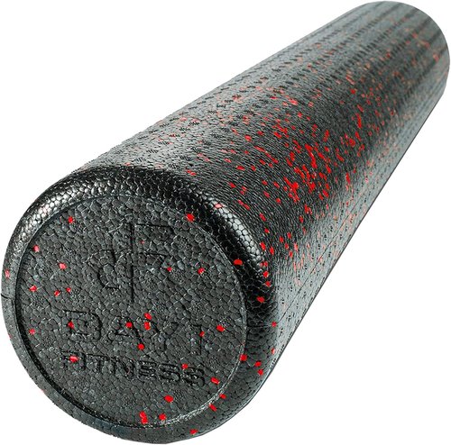 Day 1 Fitness High Density Muscle Foam Roller - Ideal for Deep Tissue Massage & Pain Relief - Speckled Red, 36”