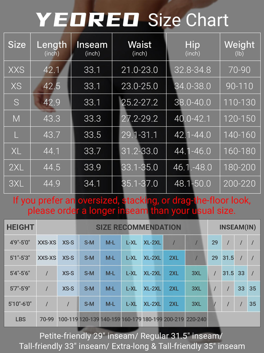 YEOREO Workout Leggings Womens No Front Seam Straight Leggings 33" High Waist Buttery Eddiy Gym Yoga Pants Ocean Blue L