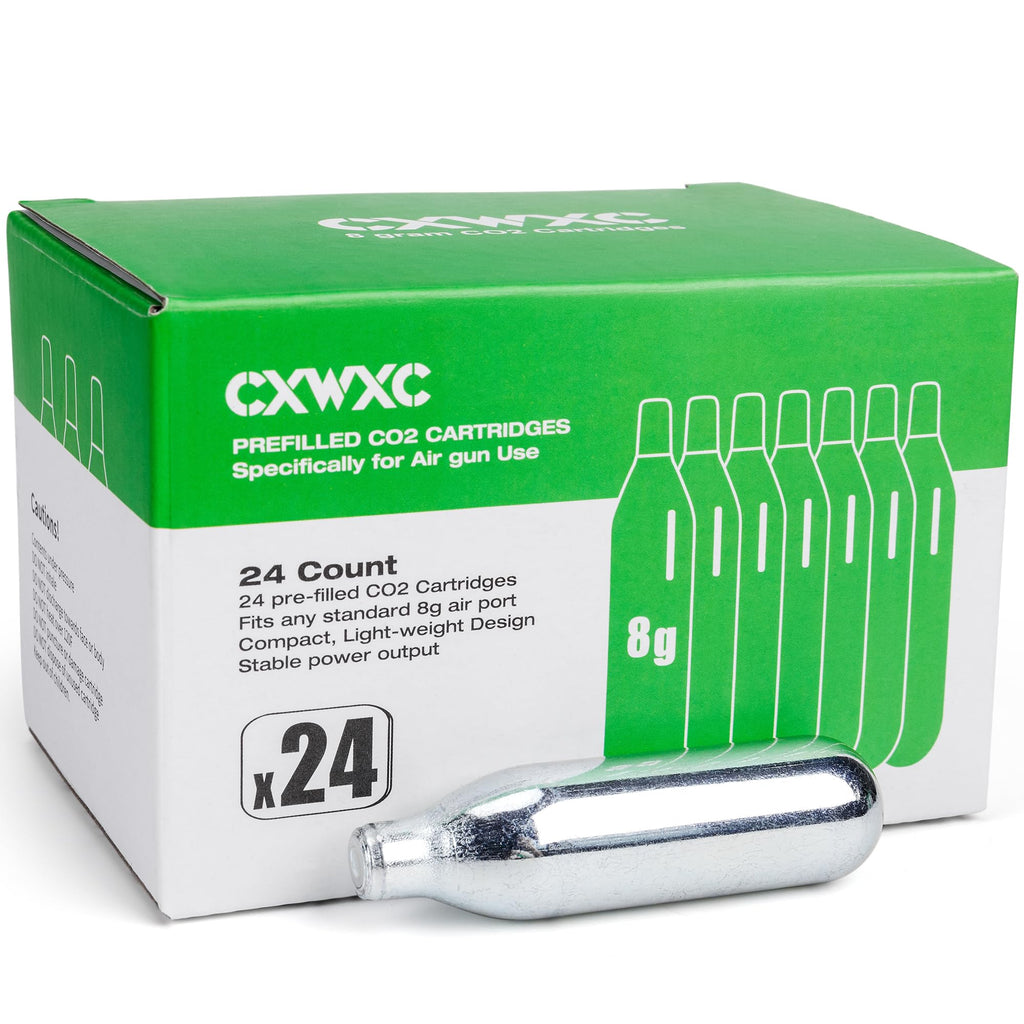 8 Gram/ 12 Gram CO2 Cartridges for Paintball - CO2 Cylinder CO2 Powerlet Cartridges for Airsoft, Air Gun, Pepper Gun P2P HDP 50 Compact(8G-24PC)