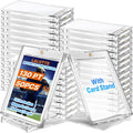 Skiennix Magnetic Card Holder - 50 Pcs 130PT Hard Protectors with 10 Stands | UV Protected Clear Display for Trading Cards
