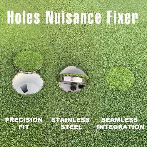 Golf Hole Cup Putting Green for Backyard Practice Putting Green Hole Simulated Lawn and Metal Base(2 Pieces)