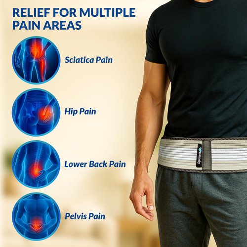 Dainely Sacroiliac Si Joint Support Belt - Sciatica Pain Relief Belt - Hip Stabilizer Belt for Men & Women - Pelvic support band for Lower Back Regular 30-42”