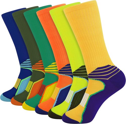 JOYNÉE Men's Athletic Performance Crew Socks - 6 Pack for Running & Training Comfort