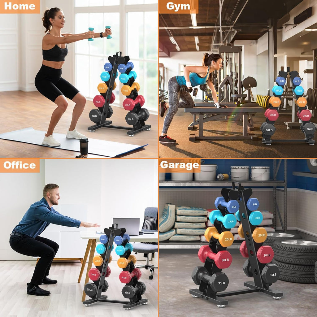 TomCare Dumbbell Rack - 6-Tier A-Frame Weight Storage Stand for Home Gym | Metal Holder with Handle