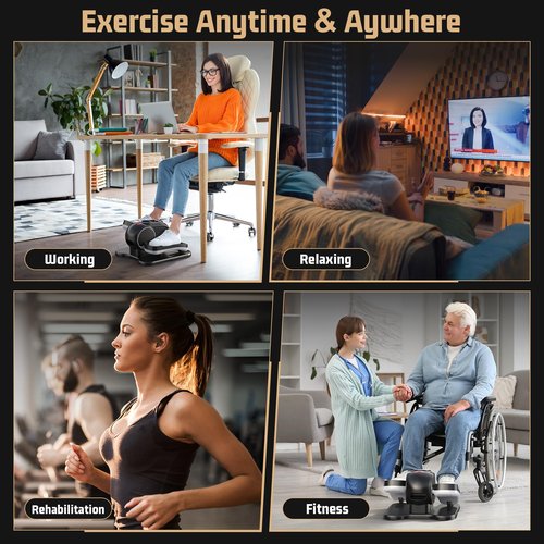 ANCHEER Elliptical Machine,Under Desk Elliptical Machine - Electric Pedal Exerciser with 12 Speed Levels, Quiet Operation, LCD Display & Remote Control - Portable Leg Exerciser for Home Office (Black)