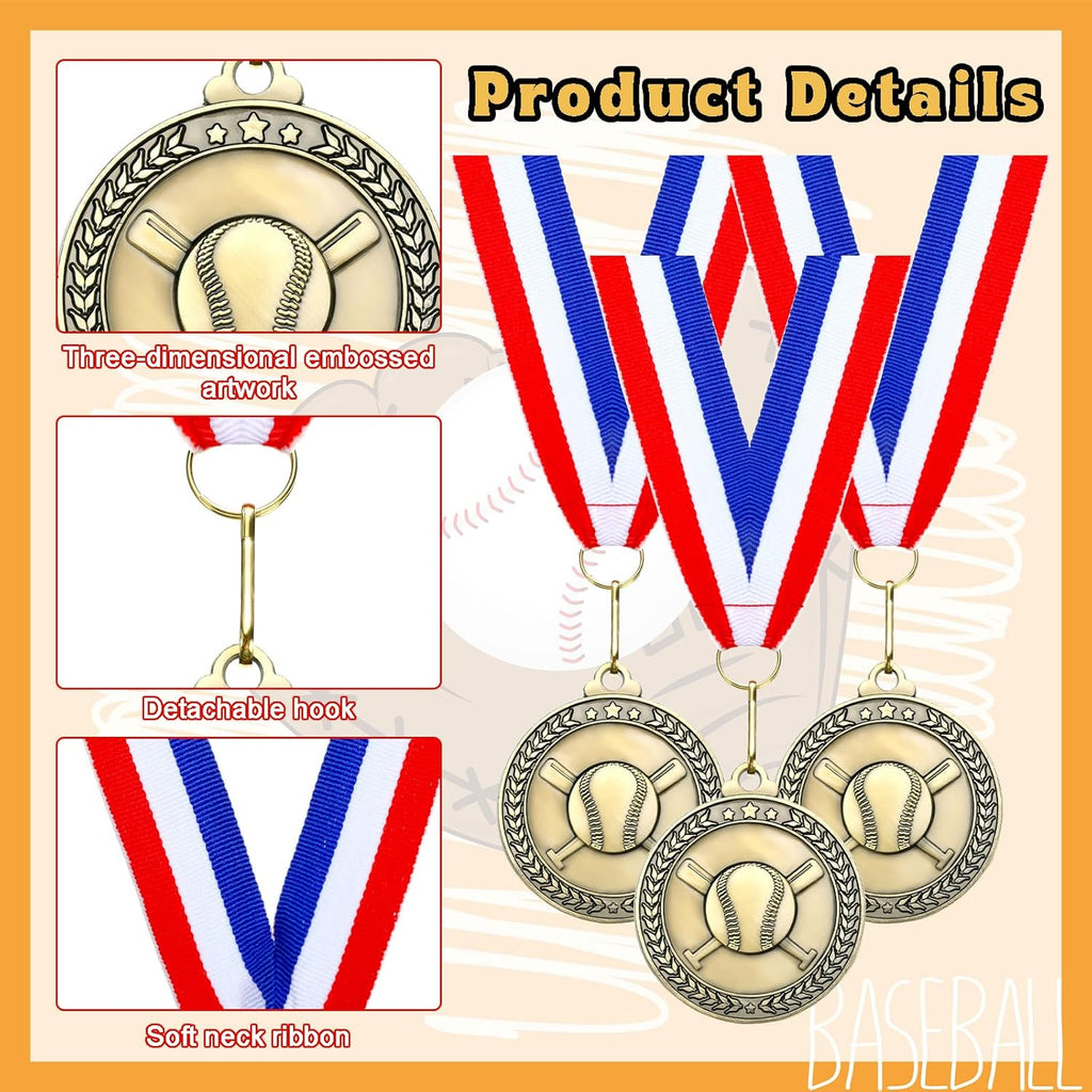 Remuuly Gold Award Medals - 60 Pcs 2 Inch Metal Trophies with Neck Ribbons for Sports Competitions