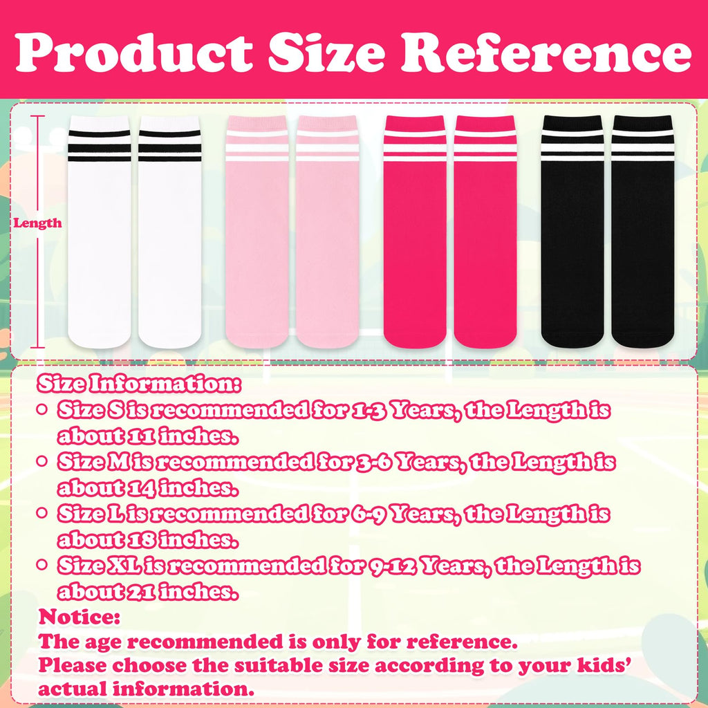 Sarfel Girls Soccer Socks Youth Soccer Socks Kids Soccer Socks Kids 4-6 Toddler Kids Baseball Socks Pink Girls Knee High Socks