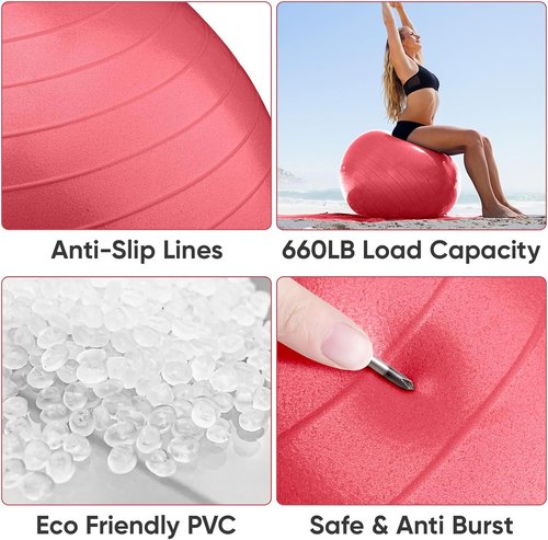 APEXUP Yoga Ball - Anti-Slip Heavy Duty Exercise Ball for Fitness & Core Training | 5 Sizes Available
