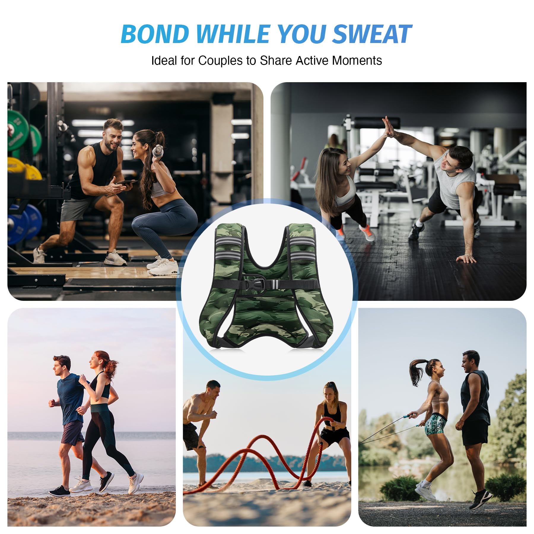 ZELUS Weighted Vest, 6lb/8lb/12lb/16lb/20lb/25lb/30lb Weight Vest for Men Women with Storage Pocket & Reflective Strips for Workout Strength Training Running Muscle Building, Forest Green Camo (12 lb)