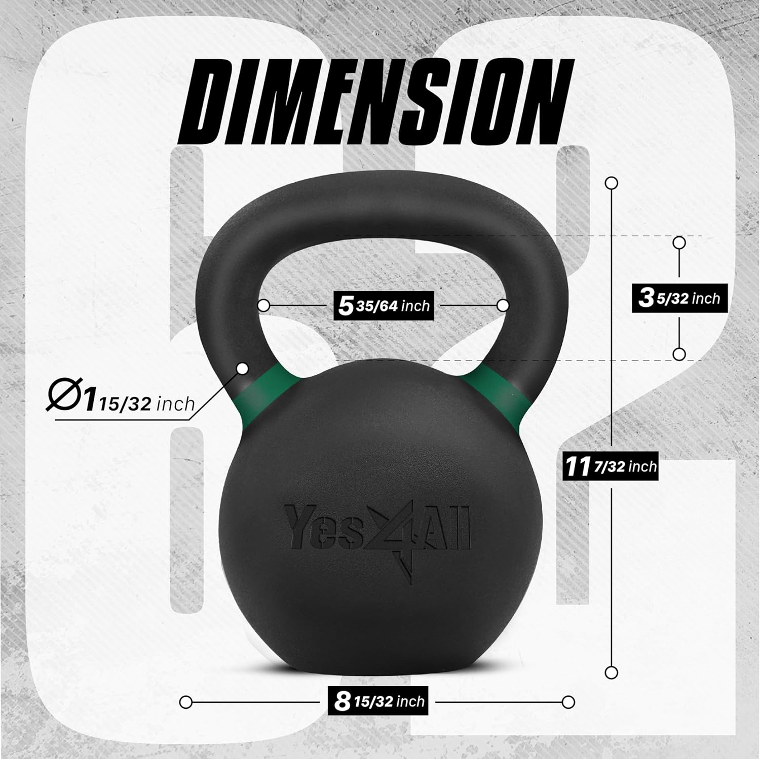 Yes4All Powder Coated Cast Iron Kettlebell Set - Strength Training Weights for Full Body Workout | Home Gym Essentials