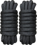Boat Dock Lines - 3/4" x 20' Double Braided Nylon Ropes | Marine-Grade High Strength, Easy Handling - 2 Pack, Black