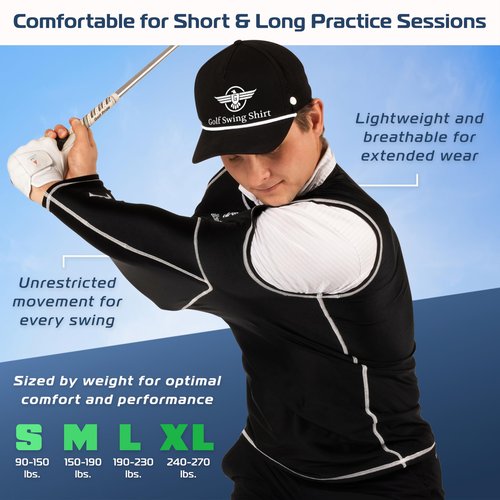 Golf Swing Shirt Trainer – Golf Training Aid for Better Swing, Real-Time Feedback, Fatigue Relief – Unisex, Black, S/M/L/XL