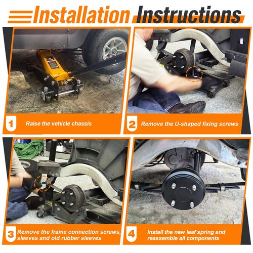 GODCTSUP Golf Cart Heavy Duty Rear 4-Leaf Spring Kit, Fits Club Car Precedent Gas&Electric 2004-UP Carts, Club Car Precedent Rear Leaf Springs with Bushings Sleeves U Bolts, OEM# 102509301, 102513001