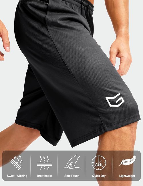 G Gradual Men's Basketball Shorts - Quick Dry Lightweight Athletic Shorts with Zipper Pocket | 9"/11" Sizes
