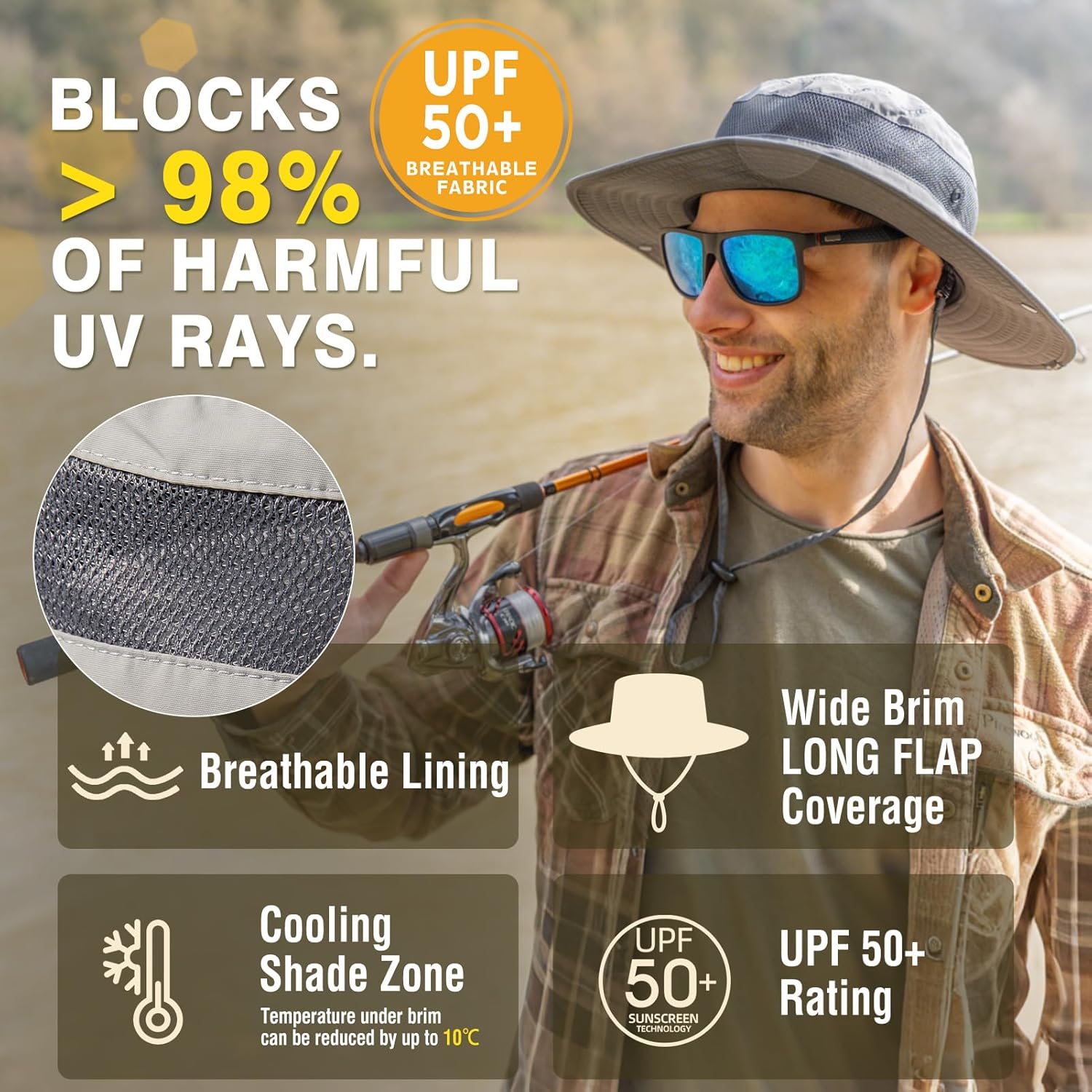 Skiennix Waterproof Golf Bucket Hat - UPF50+ Sun Protection | Oversized XL XXL for Big Heads