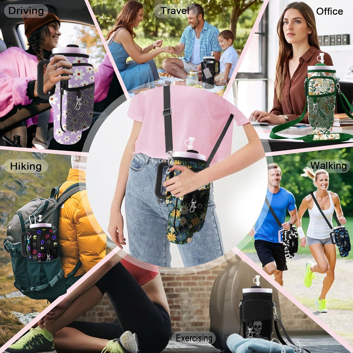 Stanley Carrier Bag - Versatile Holder for 40oz/30oz Tumblers | 2 Adjustable Straps & 3 Pockets
