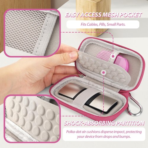 Linpr Heart Rate Monitor Case Compatible with KardiaMobile 6L & 1L, Travel Hard Shell Carrying Case for AliveCor Personal EKG Monitoring Devices, Includes Pill Box (Rose Pink)