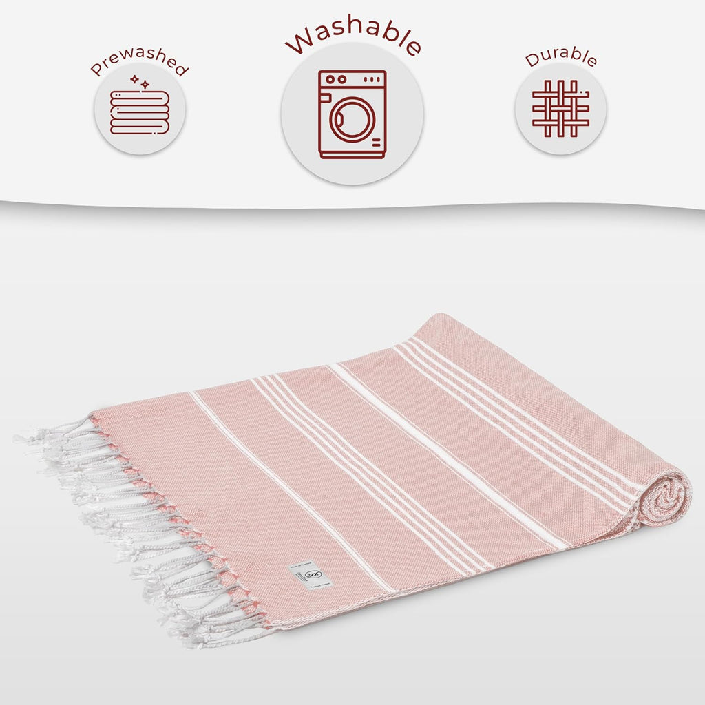Turkish Beach Towel - Quick Dry & Absorbent Oversized (39" x 71") | Lightweight, Versatile for Beach, Picnic & Yoga - Powder