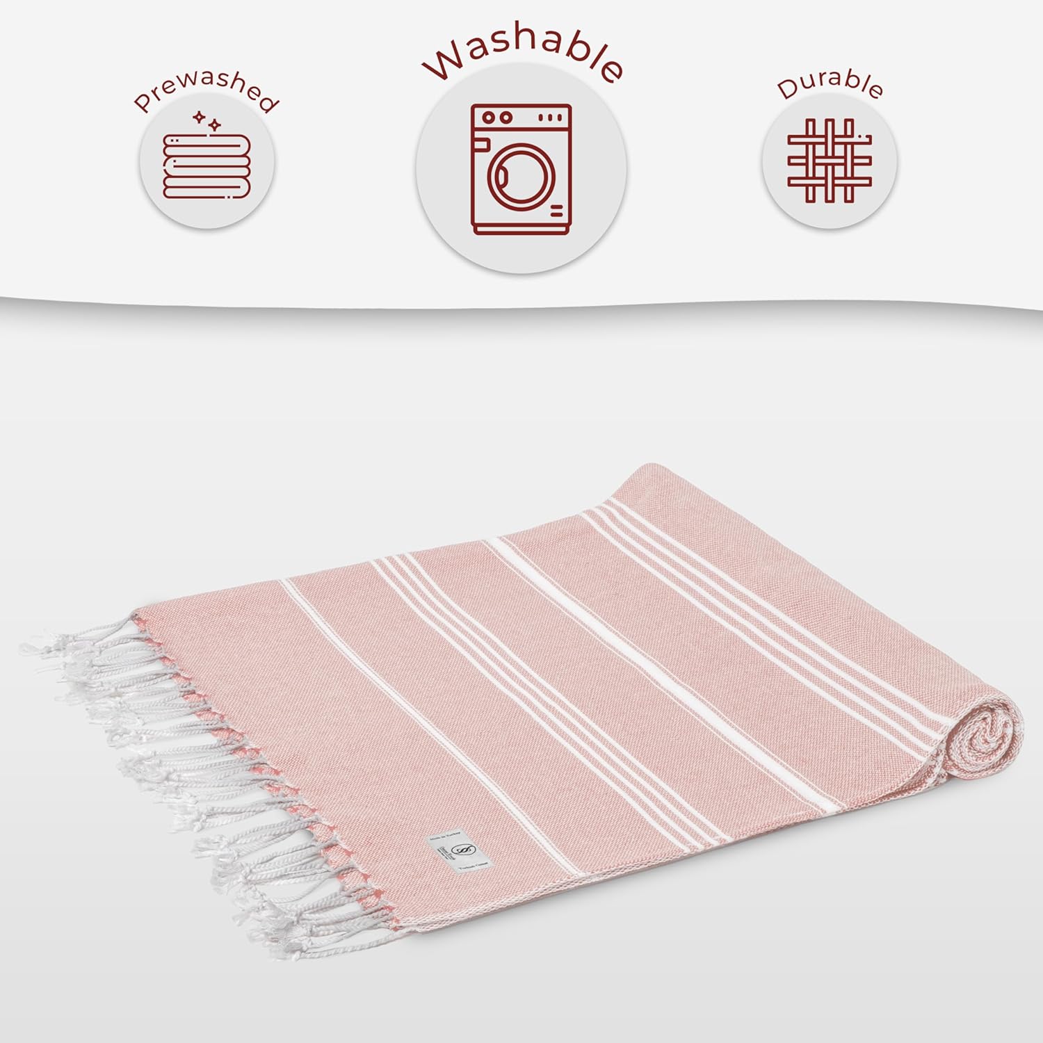 Turkish Beach Towel - Quick Dry & Absorbent Oversized (39" x 71") | Lightweight, Versatile for Beach, Picnic & Yoga - Powder