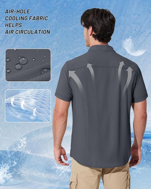 MAGCOMSEN Men's Fishing Shirt - UPF 50+ Sun Protection & Quick Dry | Short Sleeve Hiking Shirt