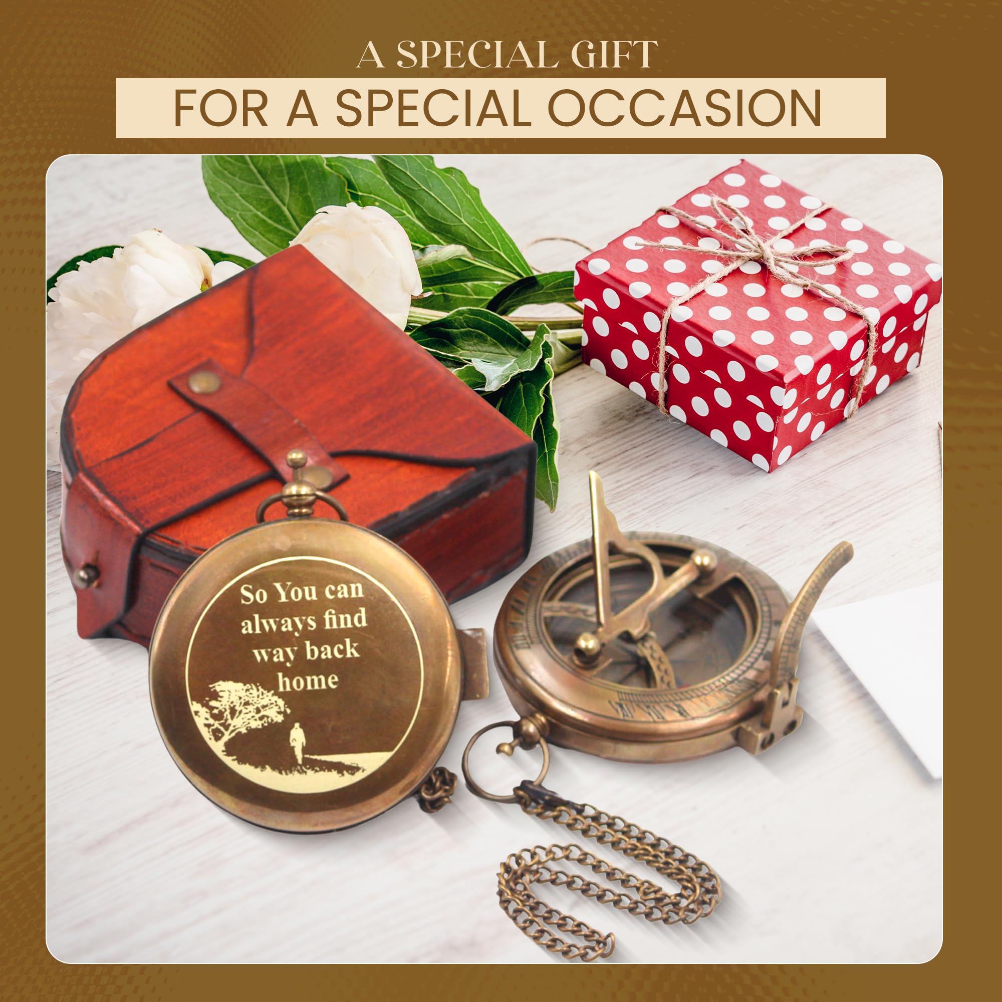 So You Can Sundial Compass Gift Hiking - Camping - Keepsake Engraved Compass Gifts for Men - Son - Boys - Women - Girls