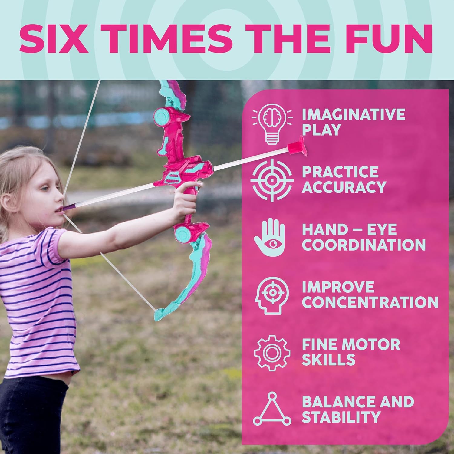 Toysery Kids Archery Set - LED Bow and Arrow Set for Ages 6-8, Includes 6 Arrows, Target & Quiver