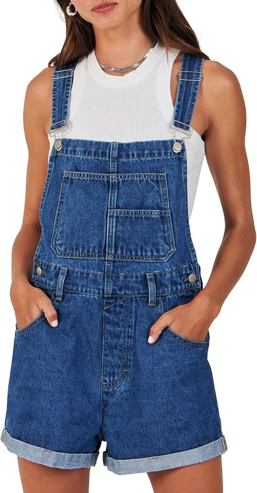 ANRABESS Denim Shorts Overalls - Casual Loose Fit Adjustable Romper for Women | Summer 2026 Style