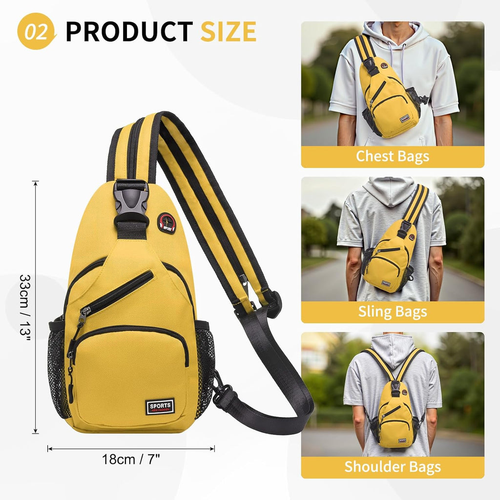 Skiennix Convertible Sling Bag - Lightweight Crossbody Backpack for 7.9" Tablets | Yellow