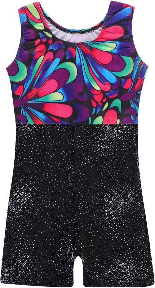 HOZIY Girls' Gymnastics Leotard - Sparkling Snowflake Design in Blue, Purple & Hot Pink