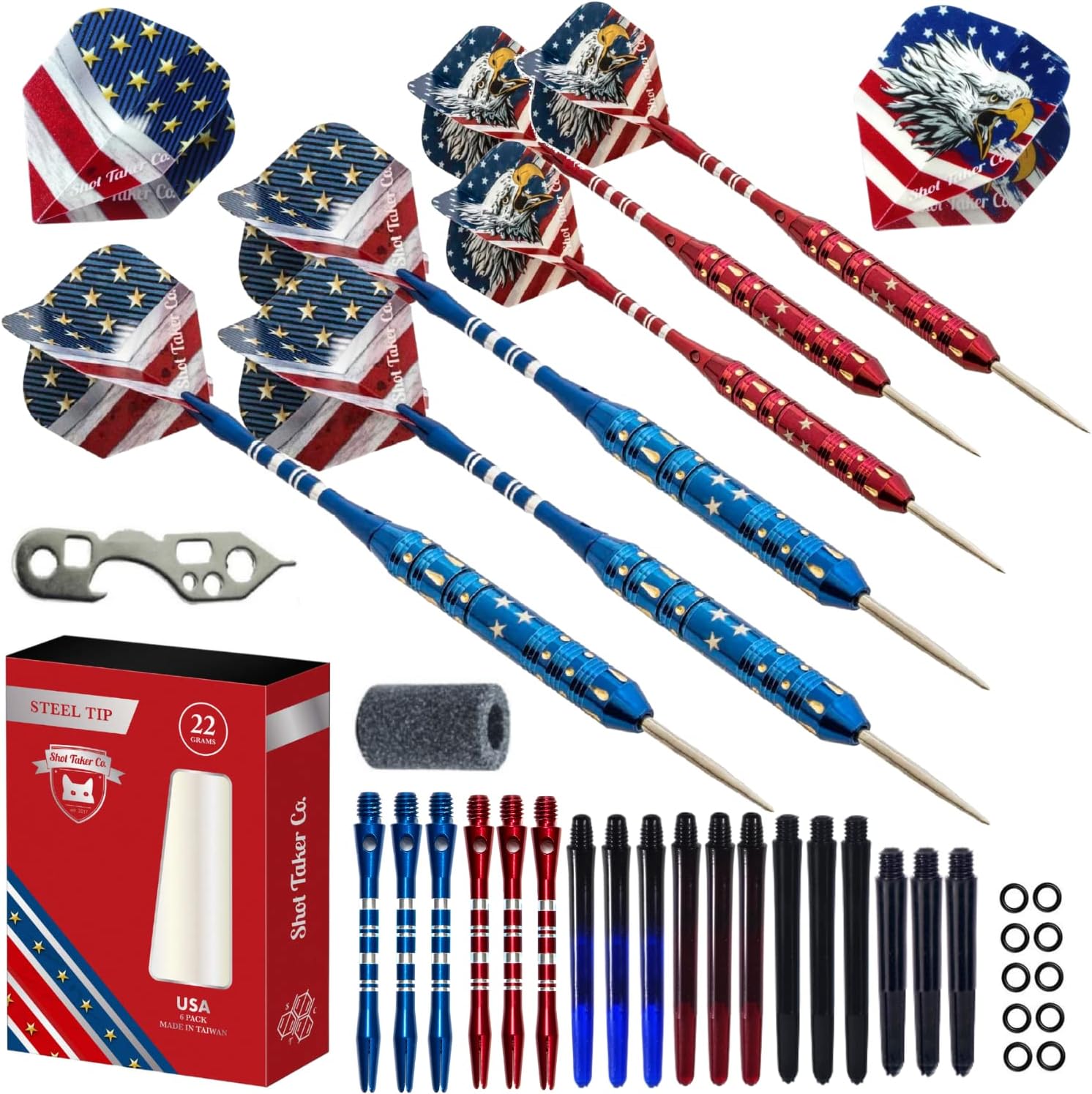 Steel Tip Darts Set - Professional Darts with Brass Barrels & Accessories | Complete Dartboard Kit