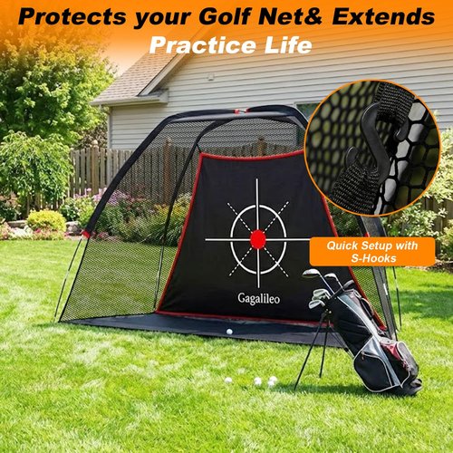 Gagalileo Golf Target Cloth: 5.7x4.7x2.7FT Protective Net Portable Easy Setup with S-Hooks & Ropes Indoor Outdoor Practice All Golfers Training Accuracy for Backyard Garage