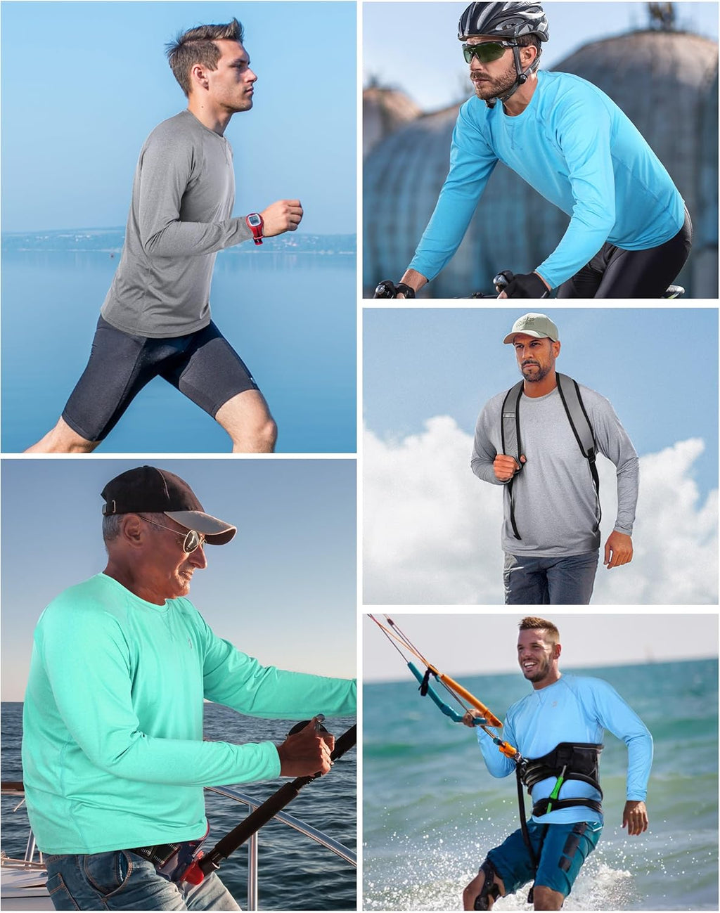 Roadbox UPF 50+ Sun Shirts for Men - UV Protection Long Sleeve Swim Shirt | Quick Dry Rash Guard for Fishing & Hiking