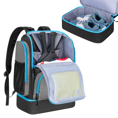 GOBUROS Pickleball Bags for Men Women, Pickleball Backpack for 4 Paddles with Shoe Compartment, Large Capacity Pickle Ball Equipment Bag, Grey