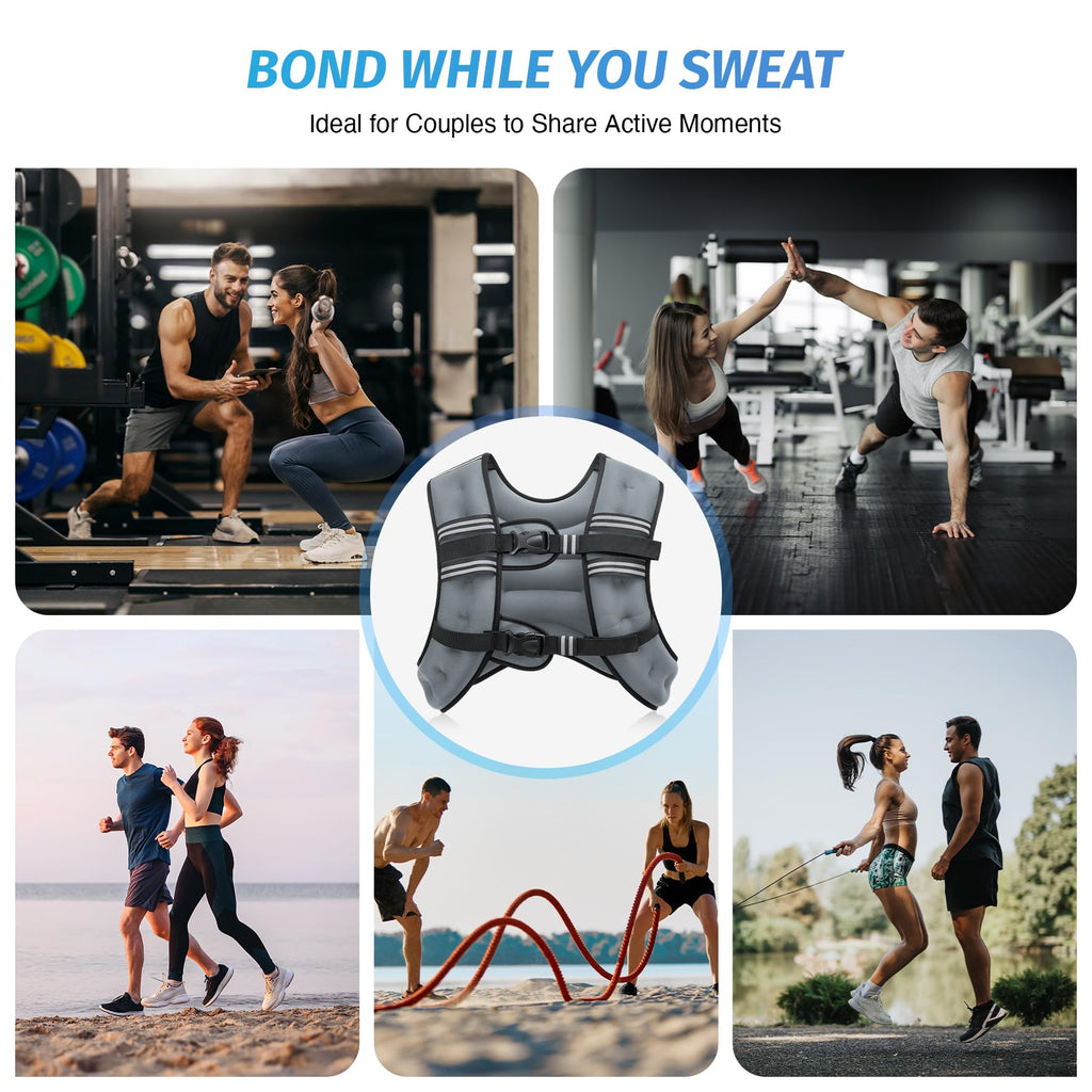ZELUS Weighted Vest, 6lb/8lb/12lb/16lb/20lb/25lb/30lb Weight Vest with Reflective Stripe for Workout, Strength Training, Running, Fitness, Muscle Building, Weight Loss, Weightlifting, Grey(16 lb)