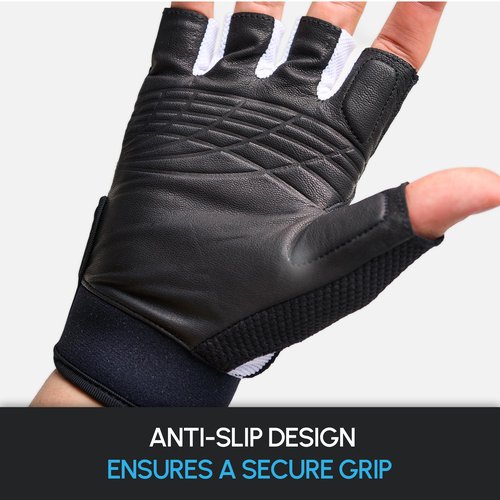 Avantic Pickleball Gloves for Men & Women, Fingerless Glove Right or Left Hand – Padel Tennis & Pickleball Gear + Accessories (White, XL, Right)