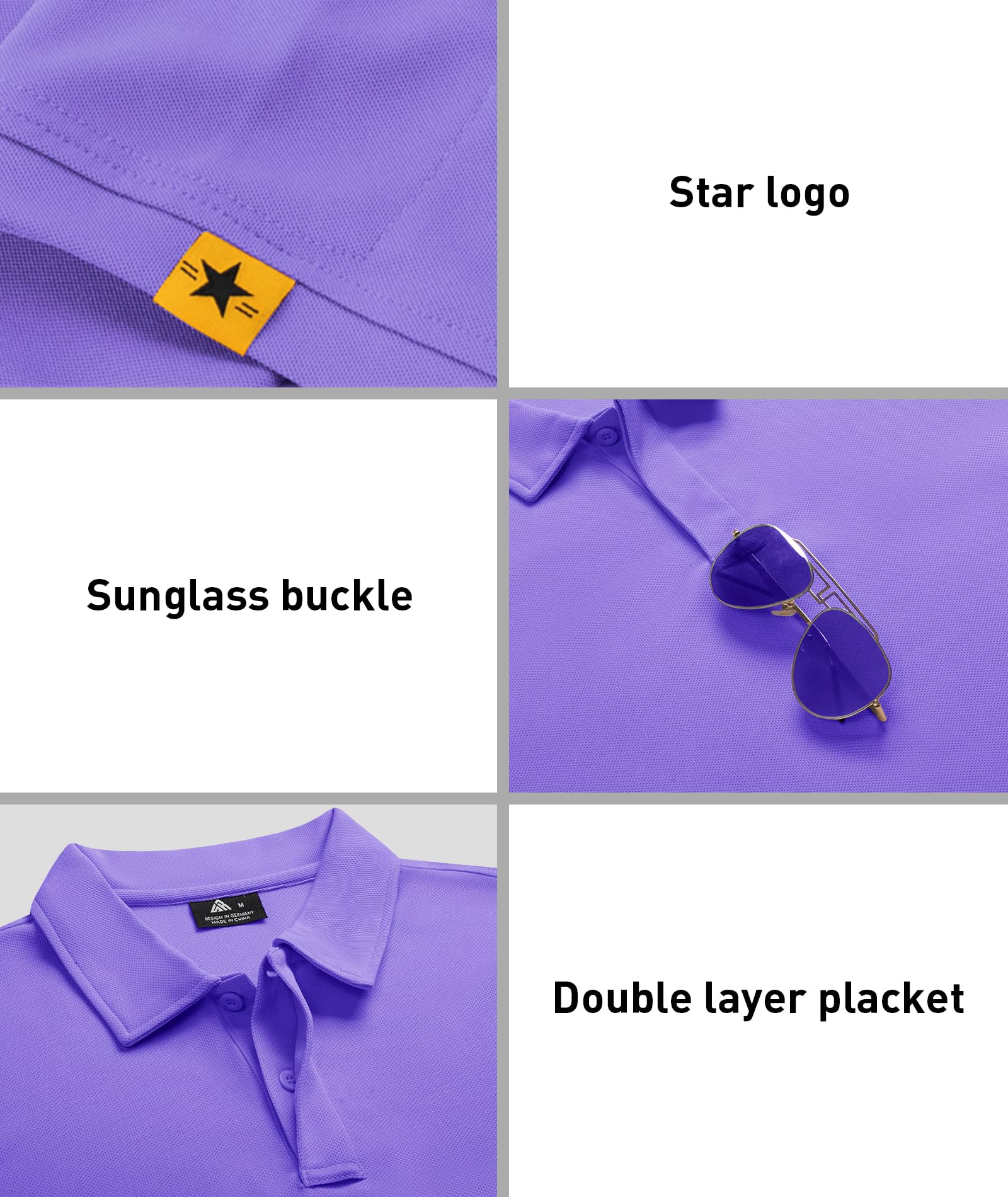 ZITY 3 Pack Mens Polo Shirt Short Sleeve Sports Performance Business Casual Golf Shirts for Men Collared Tactical T-Shirts Darkgray Purple SkyBlue X-Large