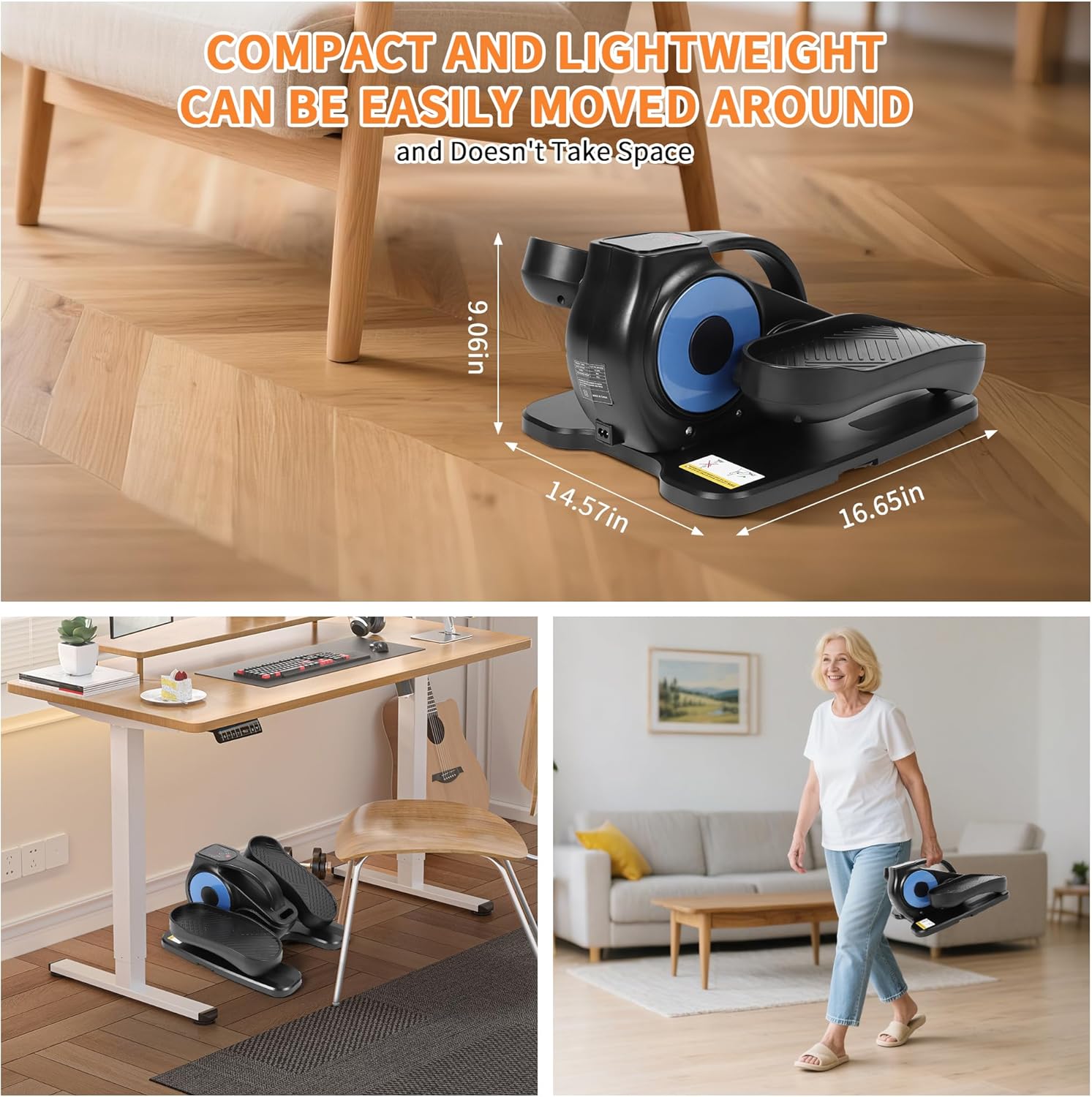 Under Desk Elliptical Machine by [Brand Name] - Portable Leg Exerciser with 12 Speeds & Modes | Ideal for Seniors